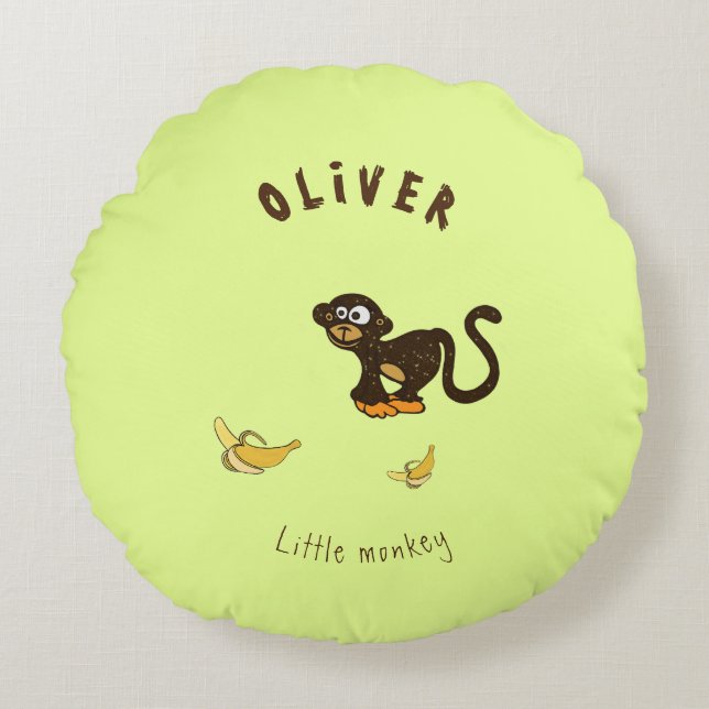Almofada Redonda Pequeno macaco (Frente)