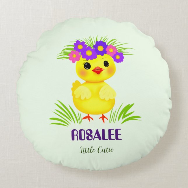 Almofada Redonda Pequeno pato bonito (Frente)