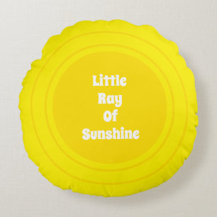 Almofada Redonda Pequeno Raio Sol amarelo-sol texto personalizado f