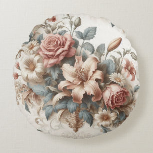 Almofada Redonda Perfeição Floral Antiquada Clara