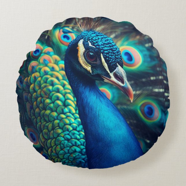 Almofada Redonda Perfil Peacock (Frente)