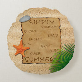 Almofada Redonda Pergaminho no fundo da areia - Travesseiro redondo