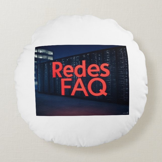 Almofada Redonda Perguntas frequentes sobre redes (Frente)