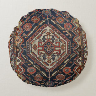 Almofada Redonda Persa Qashqai Aztec Aztec Vermelho Azul Real