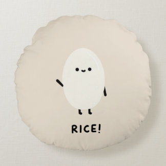 Almofada Redonda personagem de arroz fofo minimalista kawaii engraç