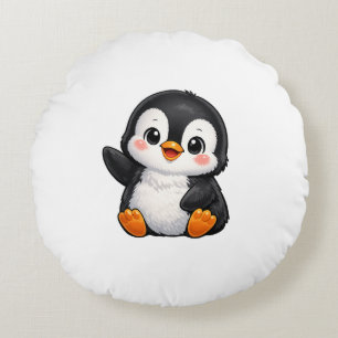 Almofada Redonda Personagem de desenho animado de bebê pinguim fofo