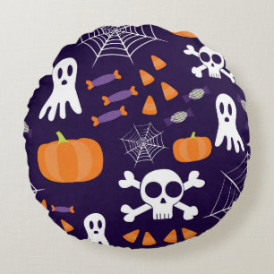 Almofada Redonda Personagens Divertidos e Assustadores de Halloween
