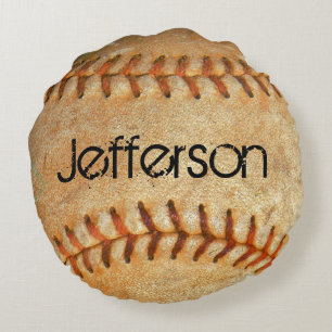 Almofada Redonda Personalizado Branco Vintage de Beisebol com costu