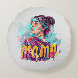 Almofada Redonda Personalizado Retro Mama Pop Art (13)