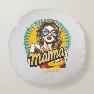 Almofada Redonda Personalizado Retro Mama Pop Art (17)