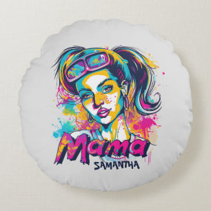 Almofada Redonda Personalizado Retro Mama Pop Art (18)