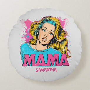 Almofada Redonda Personalizado Retro Mama Pop Art (20)