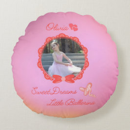 Almofada Redonda Personalizado "Sweet Dreams Little Ballerina" Rosa