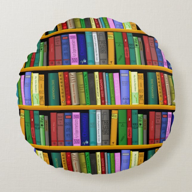 Almofada Redonda Personalizar Design de Biblioteca (Frente)