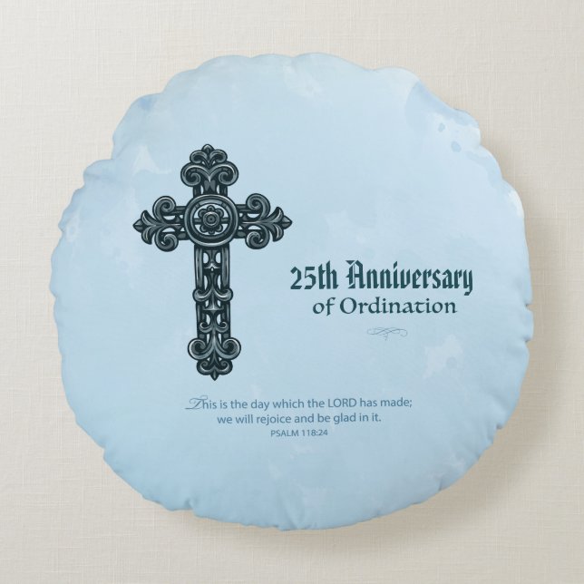 Almofada Redonda Personalizar nome e ano de aniversário, Padre (Frente)