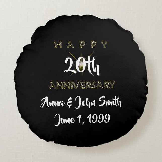 Almofada Redonda Personalizável Estrela de Aniversário Feliz (Frente)