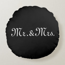 Almofada Redonda Personalize c/ iniciais monograma de casal preto b