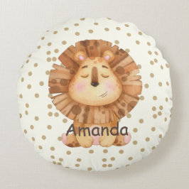 Almofada Redonda Personalize o quarto de bolinhas de leão fofo