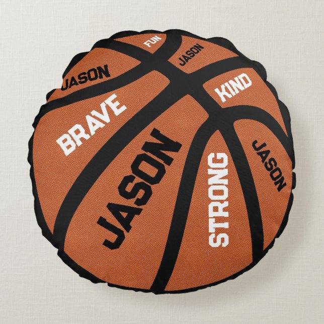 Almofada Redonda Personalized Basketball Pillow Add Your Name (Frente)