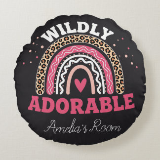 Almofada Redonda Personalized Boho Leopard Rainbow Nursery Round 