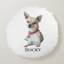 Almofada Redonda Personalized Dog Photo | Custom Pet Name 