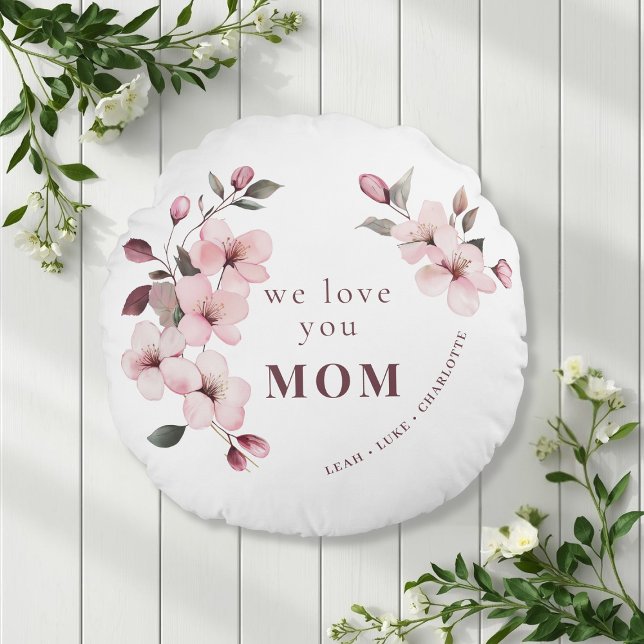 Almofada Redonda Personalized Floral Mothers Day Gift (Criador carregado)