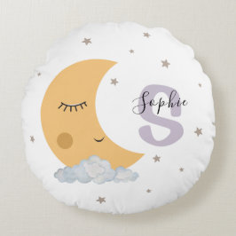 Almofada Redonda Personalized Lavender Moon Nursery Pillow Custom