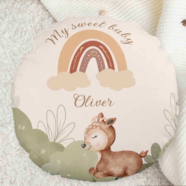 Almofada Redonda Personalized rainbow pillow with name (Criador carregado)