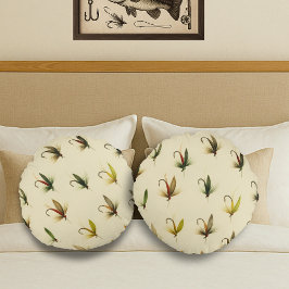 Almofada Redonda Pescadores Voam Trouxendo Mosca Mosca Ponta d'Água