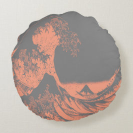 Almofada Redonda Pêssego e Cinza do Travesseiro redondo Wave do Exc