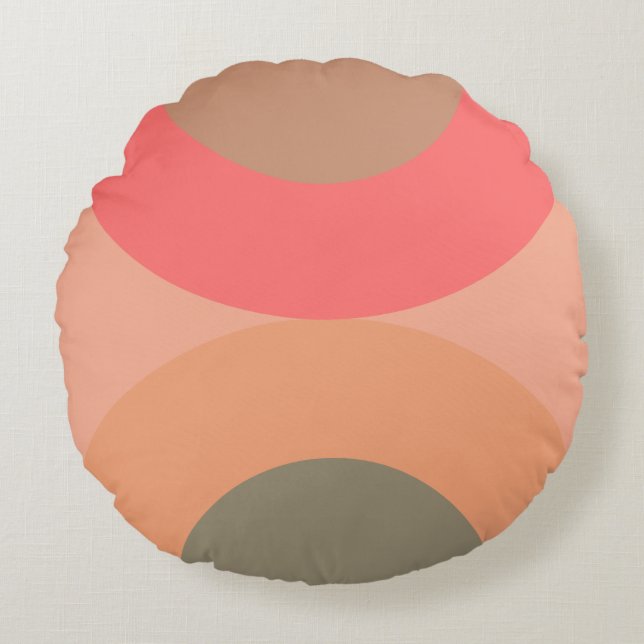 Almofada Redonda Pêssego Moderno do Século médio e Oliva (Frente)