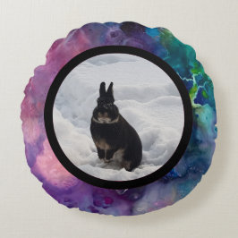 Almofada Redonda Pet bunny photo - acrylic paint