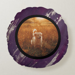 Almofada Redonda pet photo - purple gold
