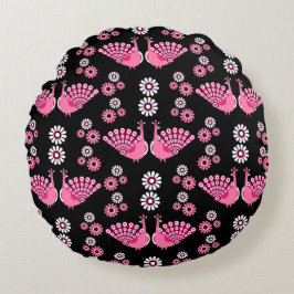 Almofada Redonda Pheasants Peacock Art