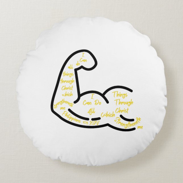 Almofada Redonda Philippians 4:13 KJV Bíblia Verse (Frente)