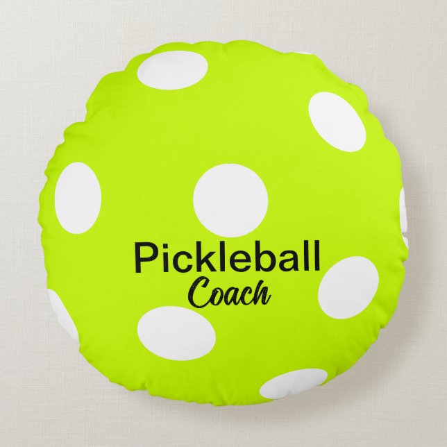 Almofada Redonda Pickleball Coach Amarelo (Frente)