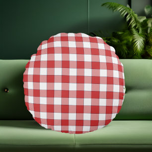 Almofada Redonda Picnic branco equino elegante do interior checado