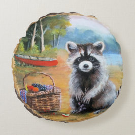 Almofada Redonda Picnic Raccoon