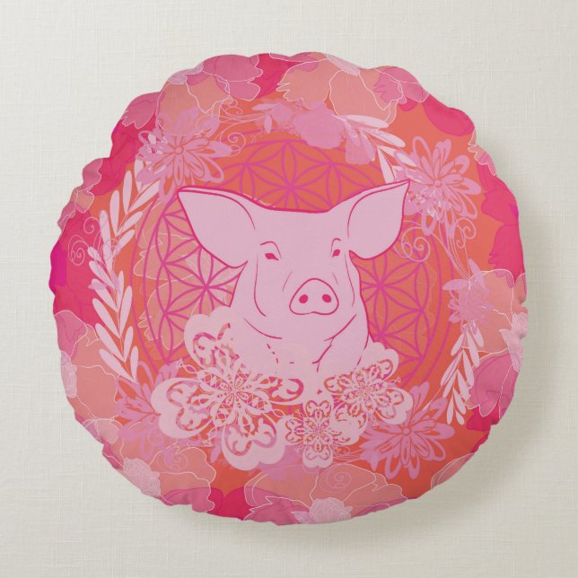 Almofada Redonda PiG Flower of life (Frente)