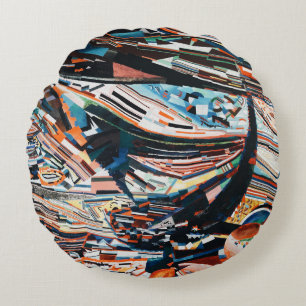 Almofada Redonda Pilha de barco de madeira marrom e azul lote