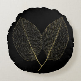 Almofada Redonda Pillow Chic Golden Foliage Noir Accent Decor