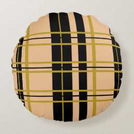 Almofada Redonda Piloto de corpo com risca de Rosa preto-e-Dourado 