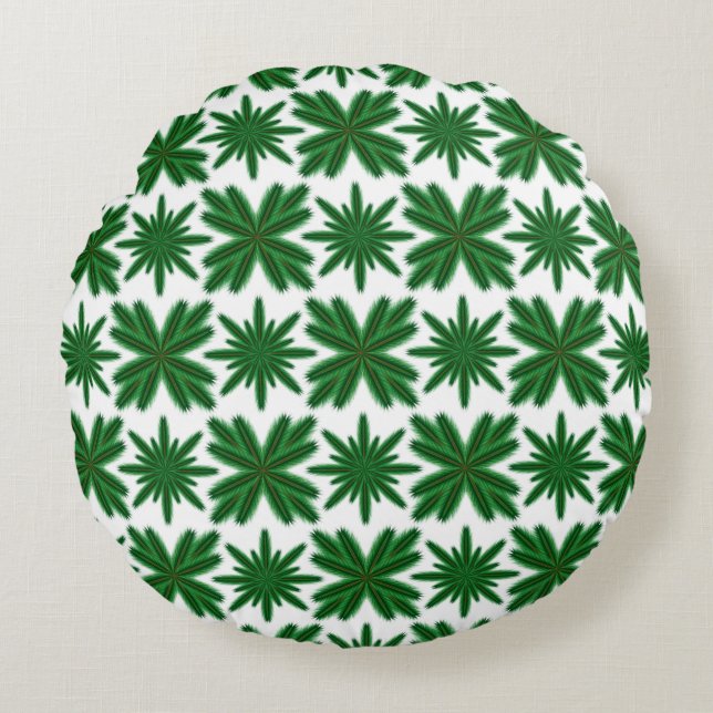 Almofada Redonda Pine Snowflakes Travesseiro redondo (Frente)