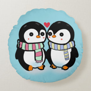 Almofada Redonda Pinguim Amor de Inverno Personalizado