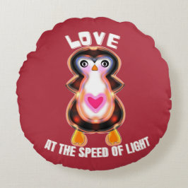 Almofada Redonda Pinguim Presente Amor à Velocidade da Luz