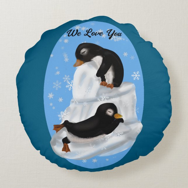 Almofada Redonda Pinguins em Nápoles (Verso)