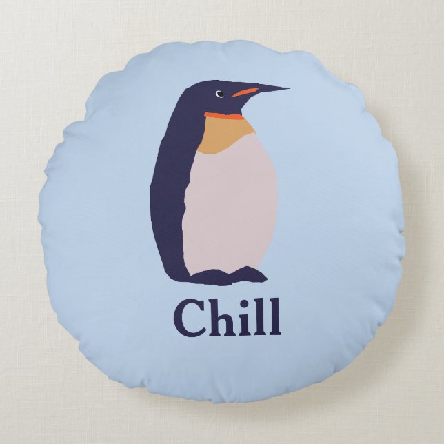 Almofada Redonda Pinguins, relaxe (Frente)