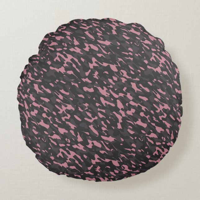 Almofada Redonda pink and gray camo abstract (Frente)