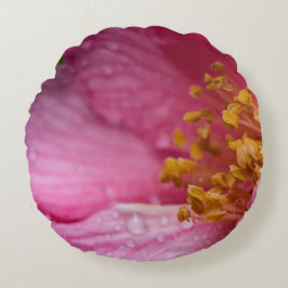 Almofada Redonda Pink Camellia Flower Stamens
