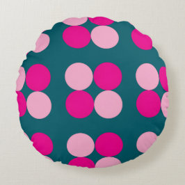 Almofada Redonda Pink Circles on Green Round Pillow